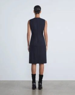 Stretch Wool Sheath Dress -Chic Daily Fashion mdcn3h 1p40 navy back