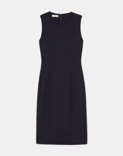 Stretch Wool Sheath Dress -Chic Daily Fashion mdcn3h 1p40 navy flat