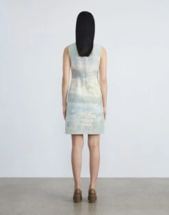 Postcards Print Vintage Cotton Canvas Sheath Dress -Chic Daily Fashion mdcn3v 1x70 liberty green multi back