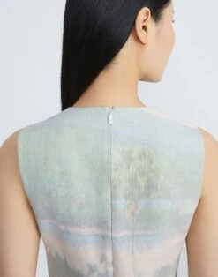 Postcards Print Vintage Cotton Canvas Sheath Dress -Chic Daily Fashion mdcn3v 1x70 liberty green multi detail