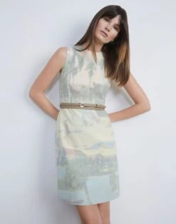 Postcards Print Vintage Cotton Canvas Sheath Dress -Chic Daily Fashion mdcn3v 1x70 liberty green multi elevated