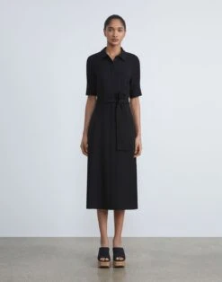Finesse Crepe Belted Shirtdress 9 Finesse Crepe Belted Shirtdress -Chic Daily Fashion mdcq2z 6147 black