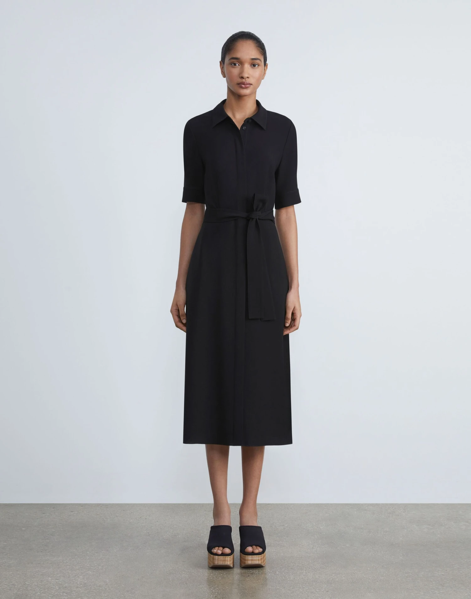 Finesse Crepe Belted Shirtdress 3 Finesse Crepe Belted Shirtdress - Image 3