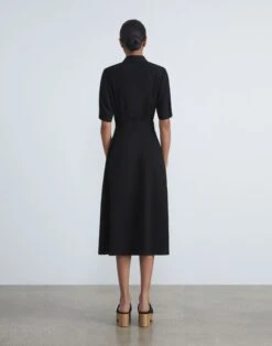 Finesse Crepe Belted Shirtdress 10 Finesse Crepe Belted Shirtdress -Chic Daily Fashion mdcq2z 6147 black back