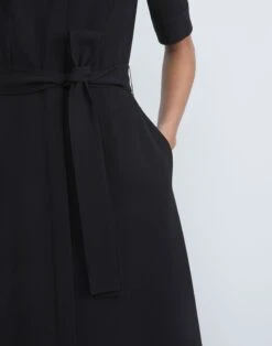 Finesse Crepe Belted Shirtdress 12 Finesse Crepe Belted Shirtdress -Chic Daily Fashion mdcq2z 6147 black detail2