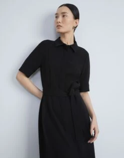 Finesse Crepe Belted Shirtdress 13 Finesse Crepe Belted Shirtdress -Chic Daily Fashion mdcq2z 6147 black elevated