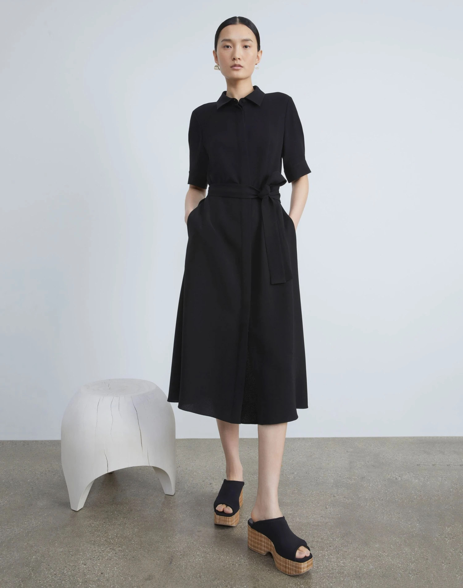 Finesse Crepe Belted Shirtdress 2 Finesse Crepe Belted Shirtdress - Image 2