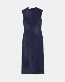 Utility Stripe Viscose-Cotton Midi Dress