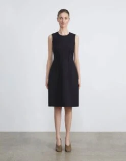 Wool-Silk Crepe Flared Dress -Chic Daily Fashion mdcz1v 1u35 black
