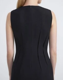 Wool-Silk Crepe Flared Dress -Chic Daily Fashion mdcz1v 1u35 black detail