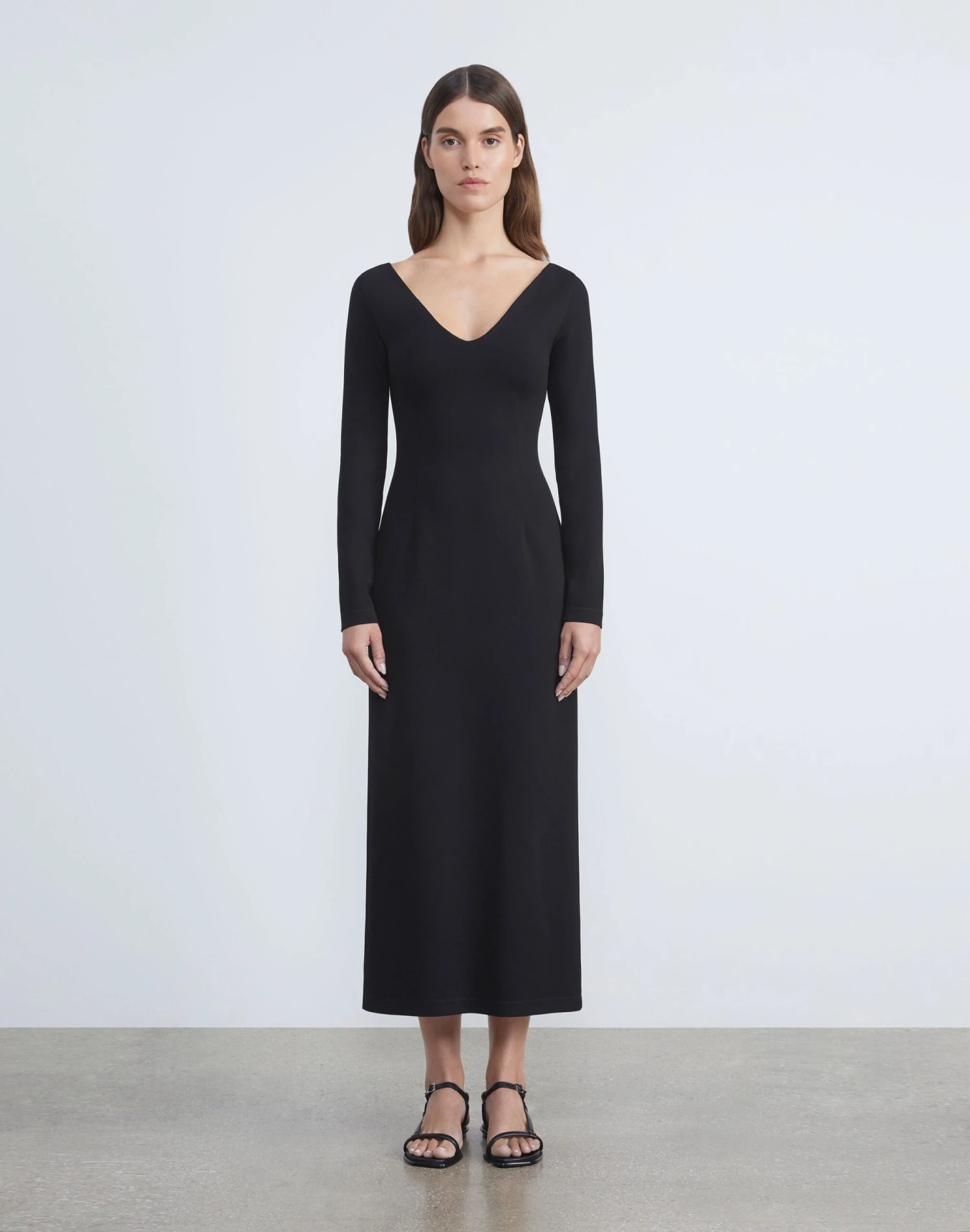 Viscose Crepe Jersey Portrait Neck Dress 3 Viscose Crepe Jersey Portrait Neck Dress - Image 3