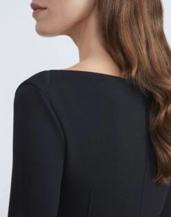 Viscose Crepe Jersey Portrait Neck Dress 9 Viscose Crepe Jersey Portrait Neck Dress -Chic Daily Fashion mddc3r j988 black detail2