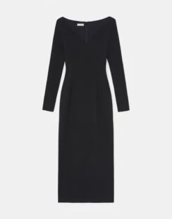 Viscose Crepe Jersey Portrait Neck Dress