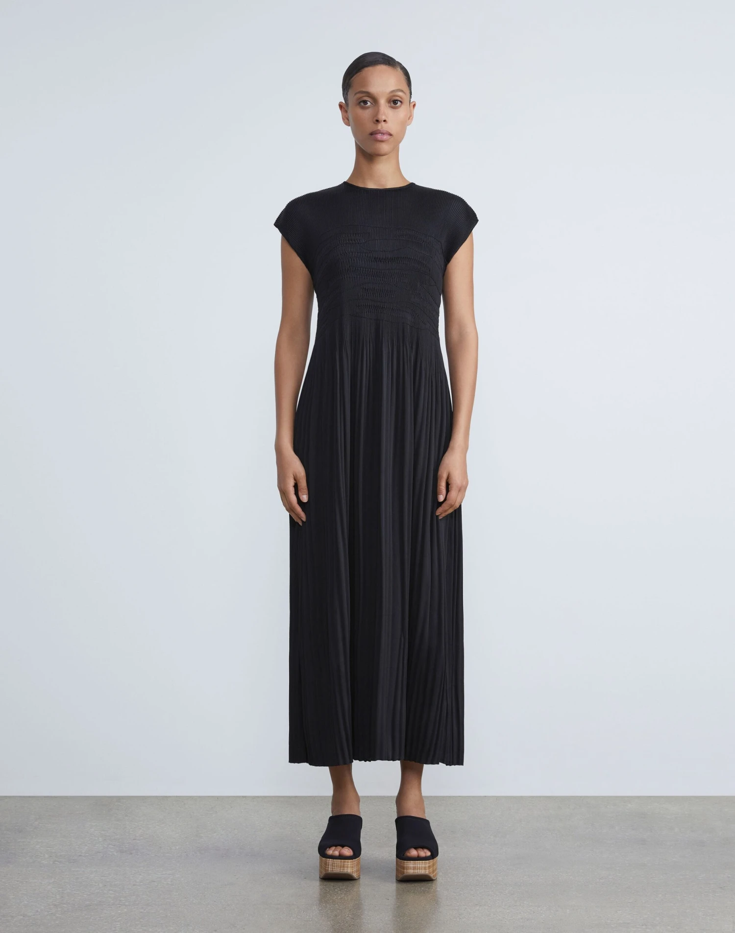 Satin Plissé Hand-Smocked Cap Sleeve Dress 3 Satin Plissé Hand-Smocked Cap Sleeve Dress - Image 3