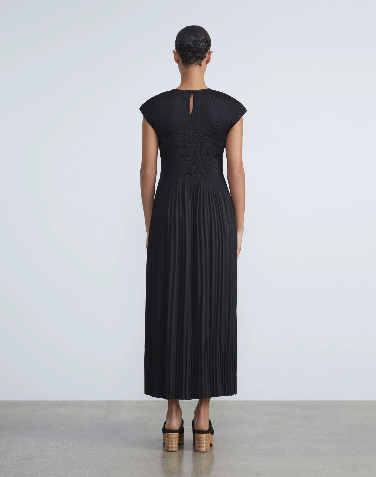 Satin Plissé Hand-Smocked Cap Sleeve Dress 4 Satin Plissé Hand-Smocked Cap Sleeve Dress - Image 4