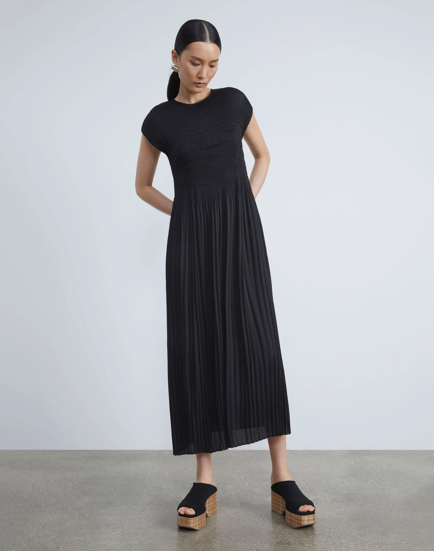 Satin Plissé Hand-Smocked Cap Sleeve Dress 2 Satin Plissé Hand-Smocked Cap Sleeve Dress - Image 2