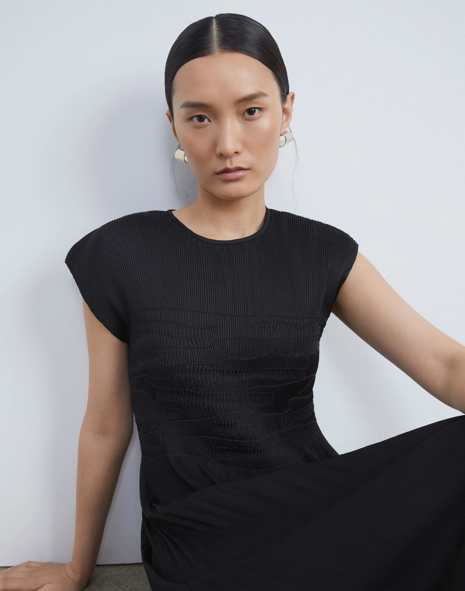 Satin Plissé Hand-Smocked Cap Sleeve Dress 6 Satin Plissé Hand-Smocked Cap Sleeve Dress - Image 6