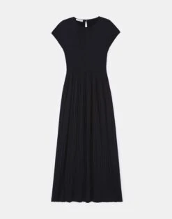 Satin Plissé Hand-Smocked Cap Sleeve Dress