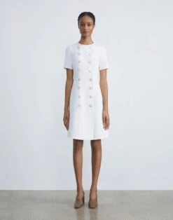 Wool-Silk Crepe Double Breasted Dress 12 Wool-Silk Crepe Double Breasted Dress -Chic Daily Fashion mddl8r 1u35 cloud