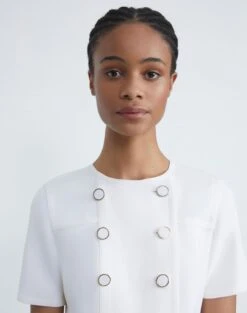 Wool-Silk Crepe Double Breasted Dress 14 Wool-Silk Crepe Double Breasted Dress -Chic Daily Fashion mddl8r 1u35 cloud detail