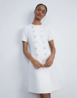 Wool-Silk Crepe Double Breasted Dress 15 Wool-Silk Crepe Double Breasted Dress -Chic Daily Fashion mddl8r 1u35 cloud elevated