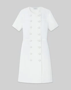 Wool-Silk Crepe Double Breasted Dress