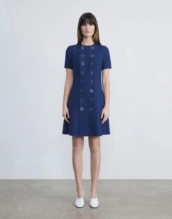 Wool-Silk Crepe Double Breasted Dress 17 Wool-Silk Crepe Double Breasted Dress -Chic Daily Fashion mddl8r 1u35 midnight blue