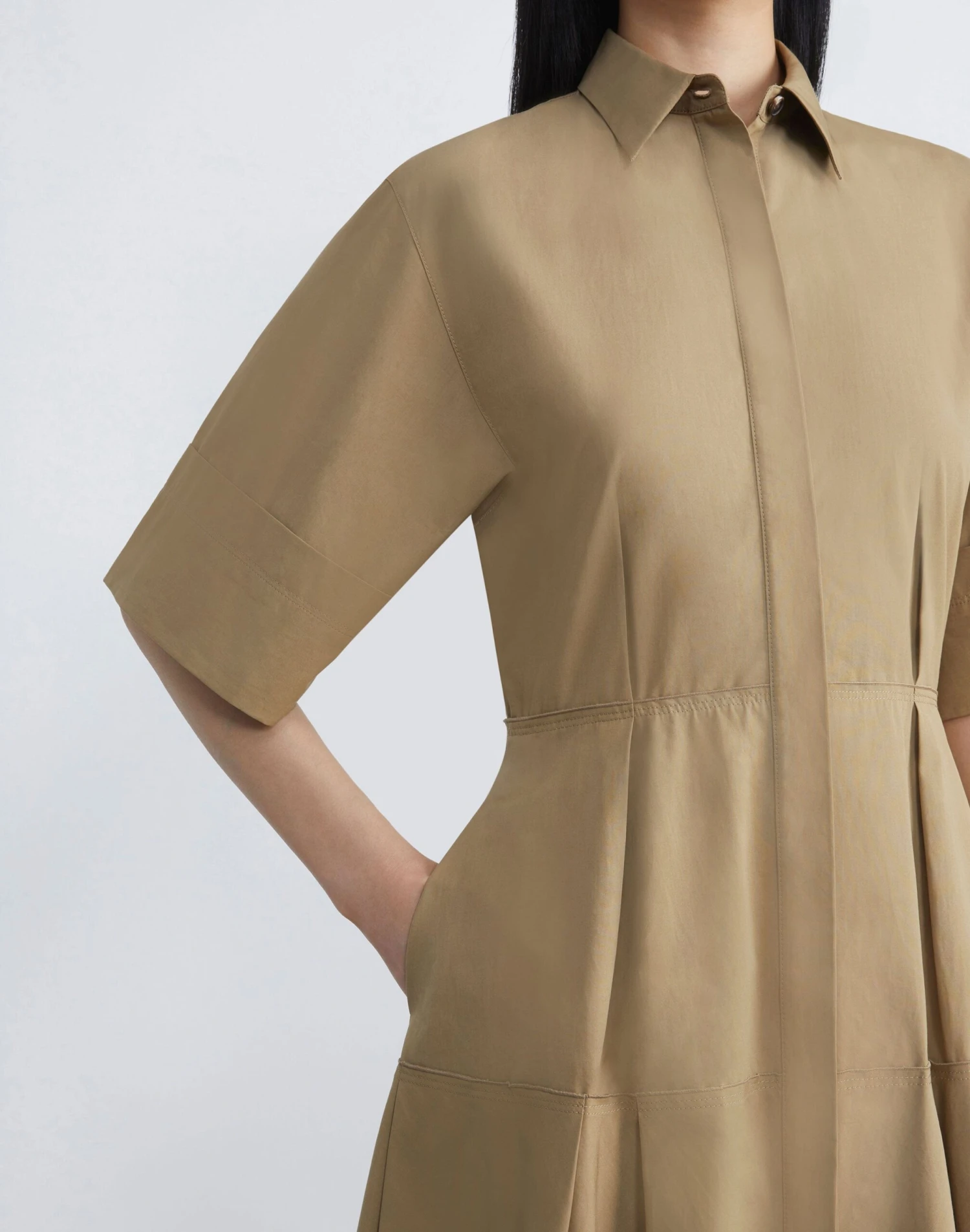 Organic Cotton Poplin Pleated Shirtdress 11 Organic Cotton Poplin Pleated Shirtdress - Image 11