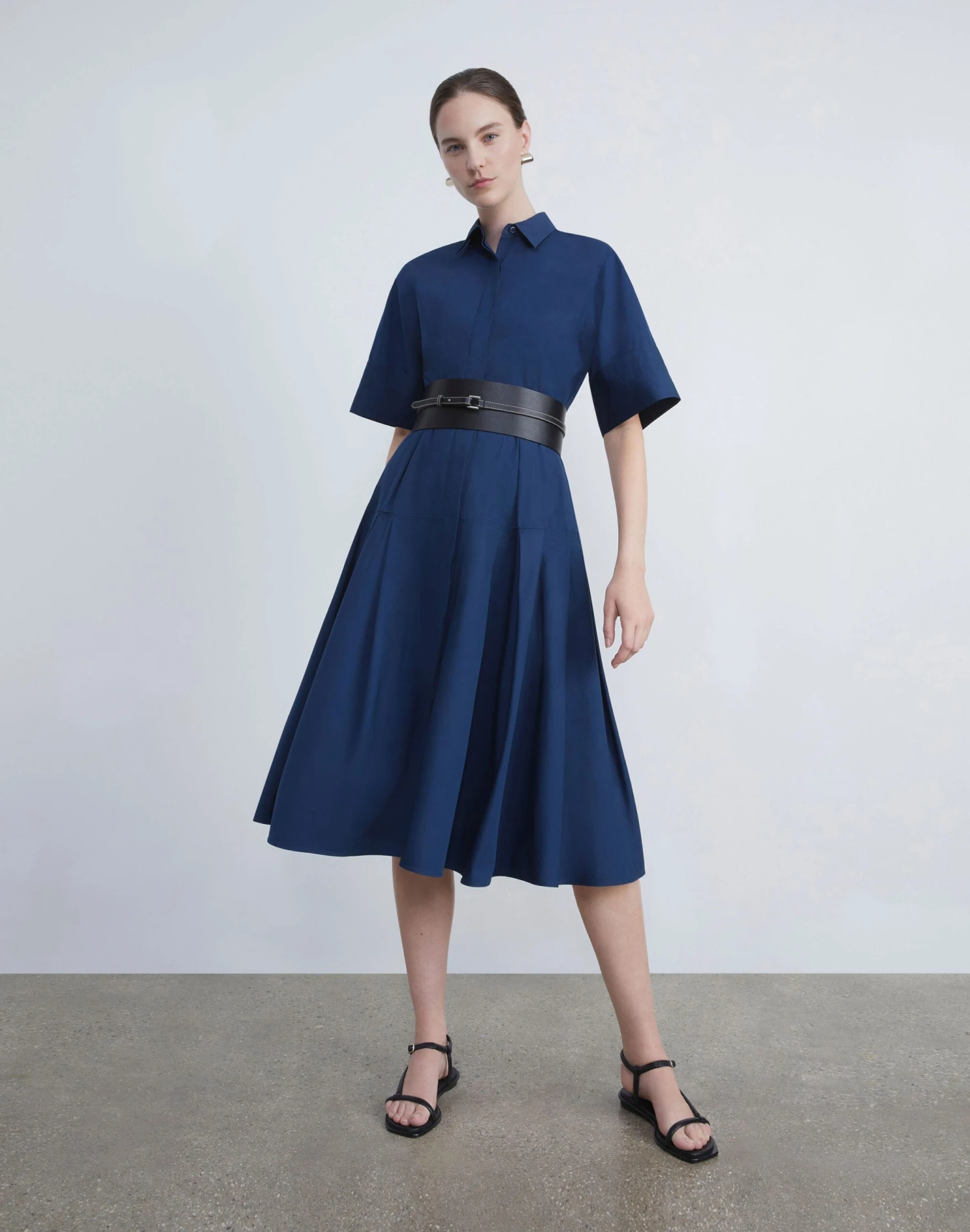 Organic Cotton Poplin Pleated Shirtdress 2 Organic Cotton Poplin Pleated Shirtdress - Image 2