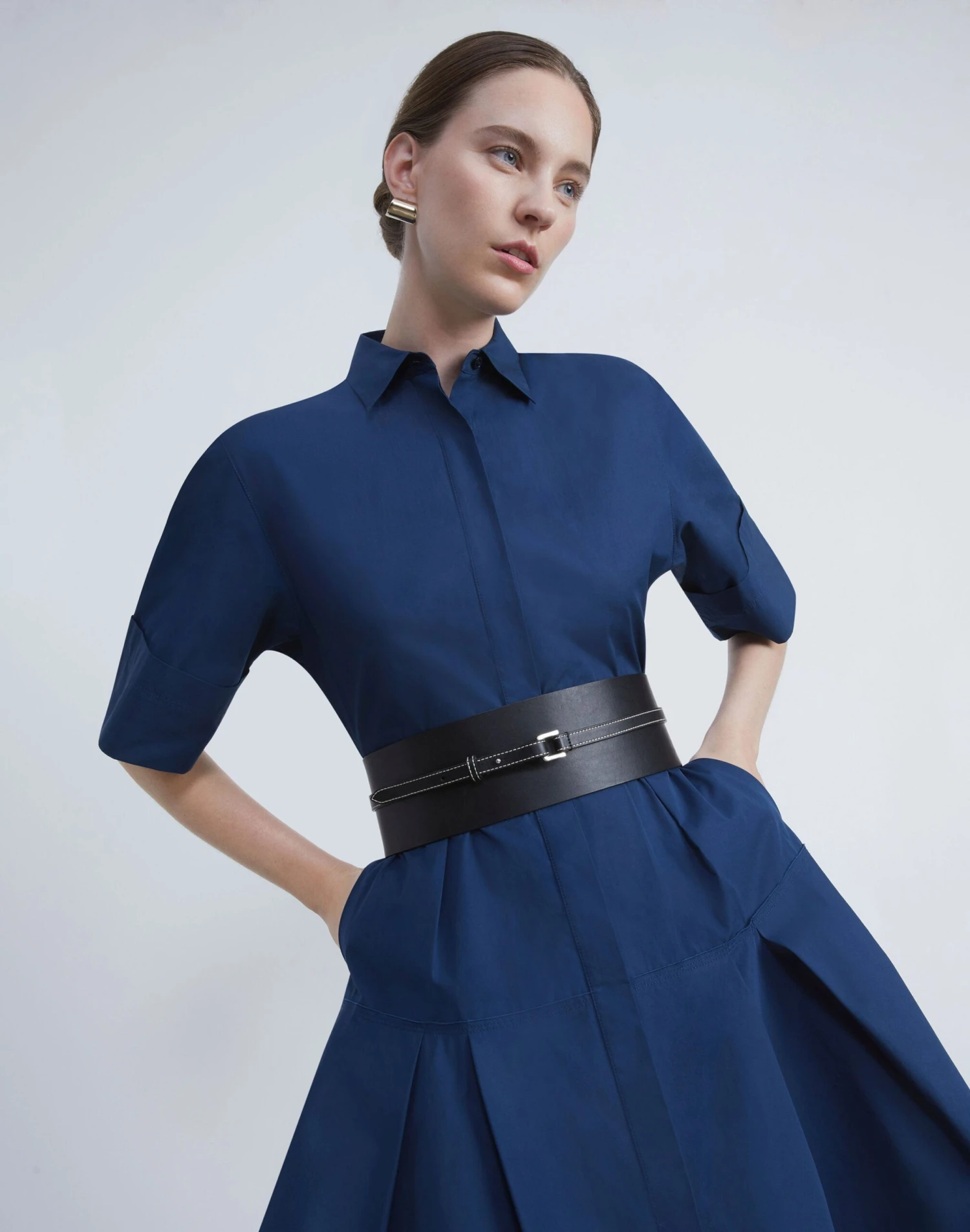 Organic Cotton Poplin Pleated Shirtdress 7 Organic Cotton Poplin Pleated Shirtdress - Image 7