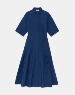 Organic Cotton Poplin Pleated Shirtdress