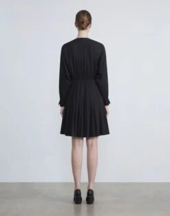 Organic Silk Georgette Pintuck Dress -Chic Daily Fashion mddm9h 1u38 black back