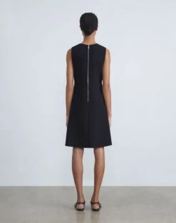 Responsible Wool Nouveau Crepe Sleeveless Dress -Chic Daily Fashion mddn8r 8036 black back
