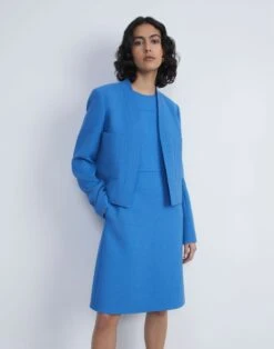 Responsible Wool Nouveau Crepe Sleeveless Dress -Chic Daily Fashion mddn8r 8036 sonic blue elevated