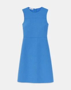 Responsible Wool Nouveau Crepe Sleeveless Dress -Chic Daily Fashion mddn8r 8036 sonic blue flat