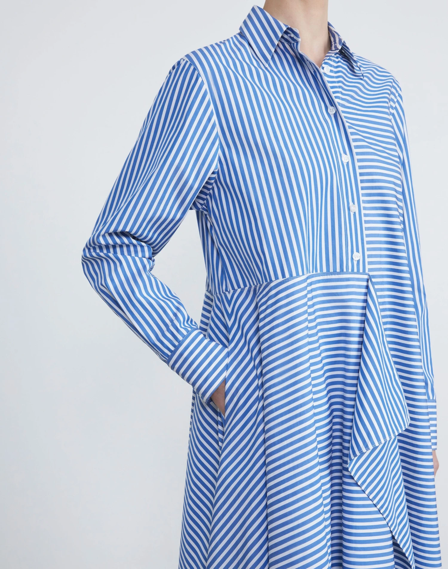 Banker Stripe Cotton Asymmetric Shirtdress 5 Banker Stripe Cotton Asymmetric Shirtdress - Image 5