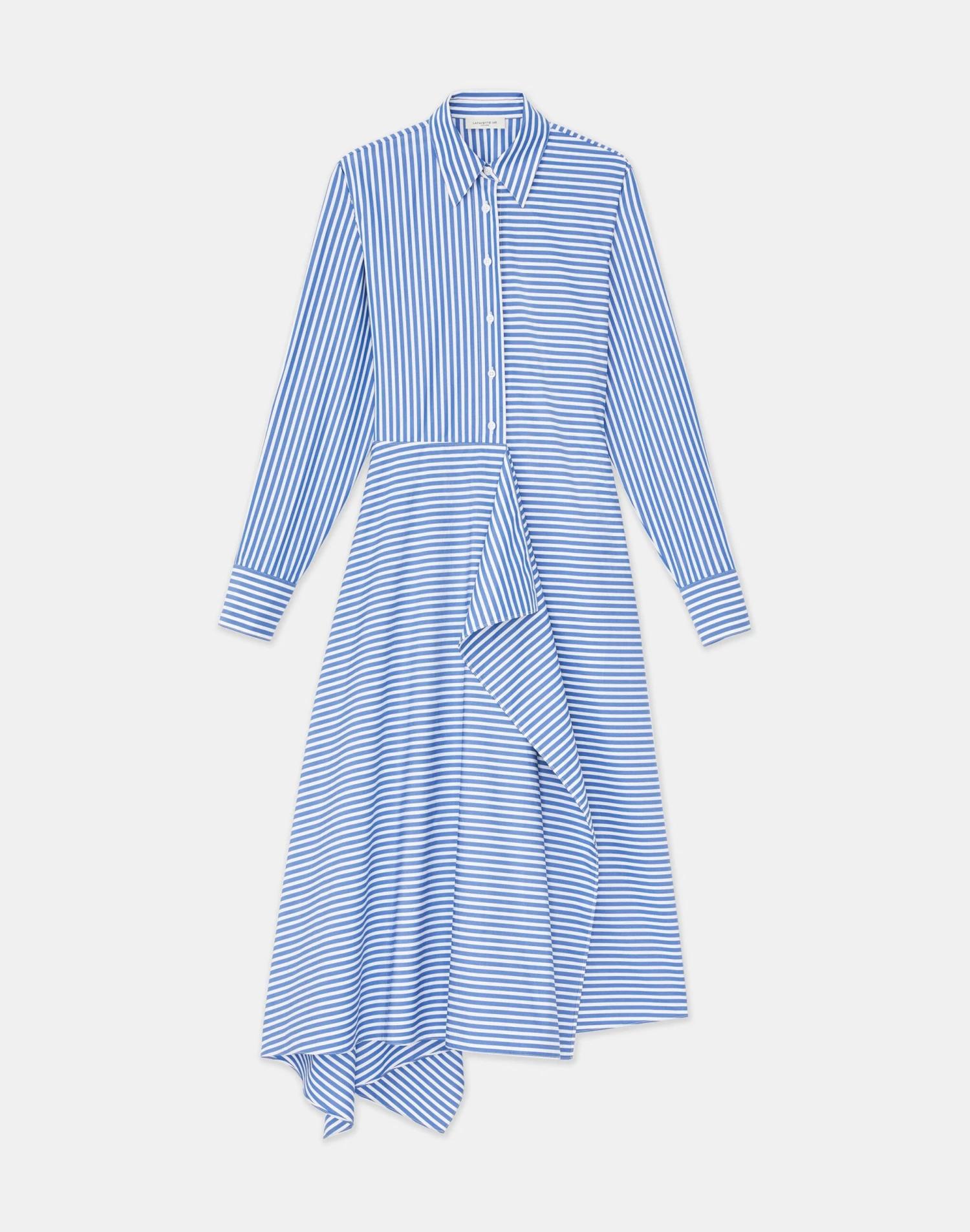 Banker Stripe Cotton Asymmetric Shirtdress 1 Banker Stripe Cotton Asymmetric Shirtdress