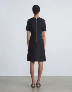 Wool-Silk Crepe A-Line Dress 18 Wool-Silk Crepe A-Line Dress -Chic Daily Fashion mddr5r 1u35 black back
