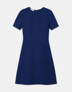 Wool-Silk Crepe A-Line Dress 21 Wool-Silk Crepe A-Line Dress -Chic Daily Fashion mddr5r 1u35 midnight blue flat