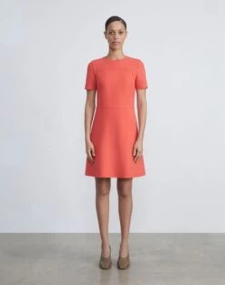 Wool-Silk Crepe A-Line Dress 28 Wool-Silk Crepe A-Line Dress -Chic Daily Fashion mddr5r 1u35 stamped poppy