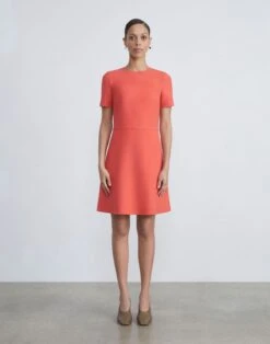 Wool-Silk Crepe A-Line Dress 27 Wool-Silk Crepe A-Line Dress -Chic Daily Fashion mddr5r 1u35 stamped poppy full