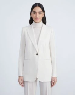 Stretch Wool Single-Button Blazer -Chic Daily Fashion mjbu2h 1p40 bisque