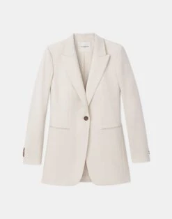 Stretch Wool Single-Button Blazer -Chic Daily Fashion mjbu2h 1p40 bisque flat