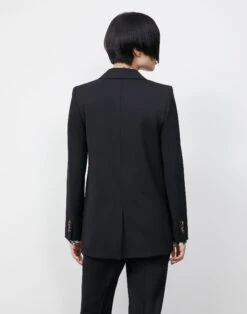 Stretch Wool Single-Button Blazer -Chic Daily Fashion mjbu2h 1p40 black back