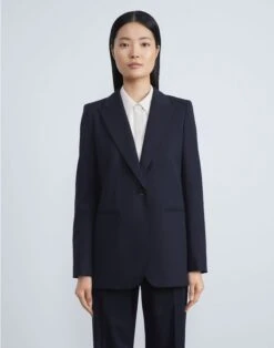 Stretch Wool Single-Button Blazer -Chic Daily Fashion mjbu2h 1p40 navy