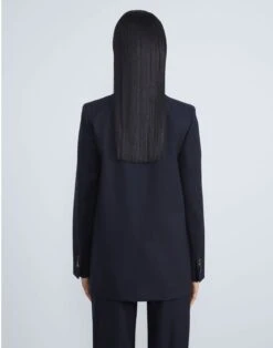 Stretch Wool Single-Button Blazer -Chic Daily Fashion mjbu2h 1p40 navy back