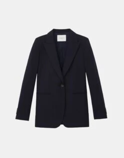 Stretch Wool Single-Button Blazer -Chic Daily Fashion mjbu2h 1p40 navy flat
