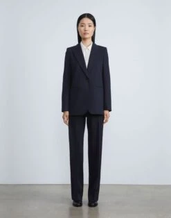 Stretch Wool Single-Button Blazer -Chic Daily Fashion mjbu2h 1p40 navy full