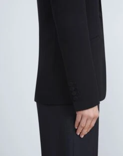Finesse Crepe Cutaway Blazer -Chic Daily Fashion mjcr1h 6147 black detail2