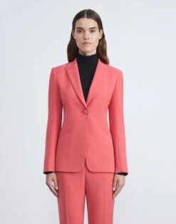 Finesse Crepe Cutaway Blazer -Chic Daily Fashion mjcr1h 6147 vibrant coral
